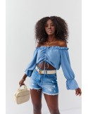 Jeansshorts mit Abschürfungen, blau 3006 – Online-Shop – Boutique